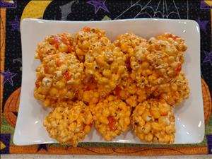 Candy Corn Popcorn Balls